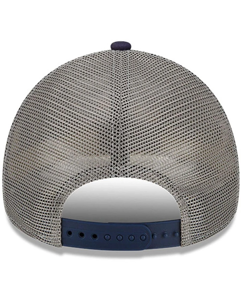 Men's New Era Gray, Navy Jr Motorsports 9FORTY A-Frame Trucker Snapback Adjustable Hat