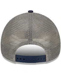 Men's New Era Gray, Navy Jr Motorsports 9FORTY A-Frame Trucker Snapback Adjustable Hat