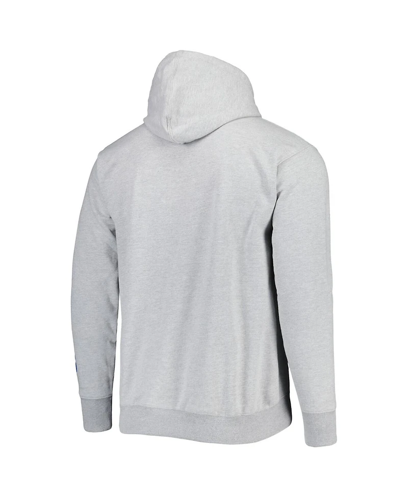 Men's Fanatics Heather Gray Philadelphia 76ers Wordmark French Terry Pullover Hoodie