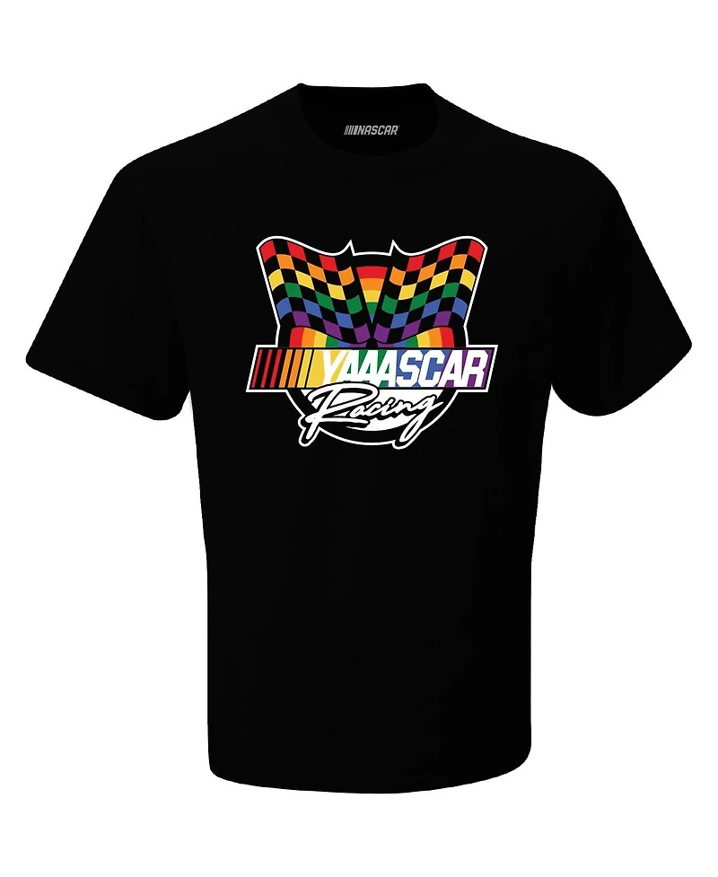 Men's Checkered Flag Sports Black Nascar Yaaascar T-shirt