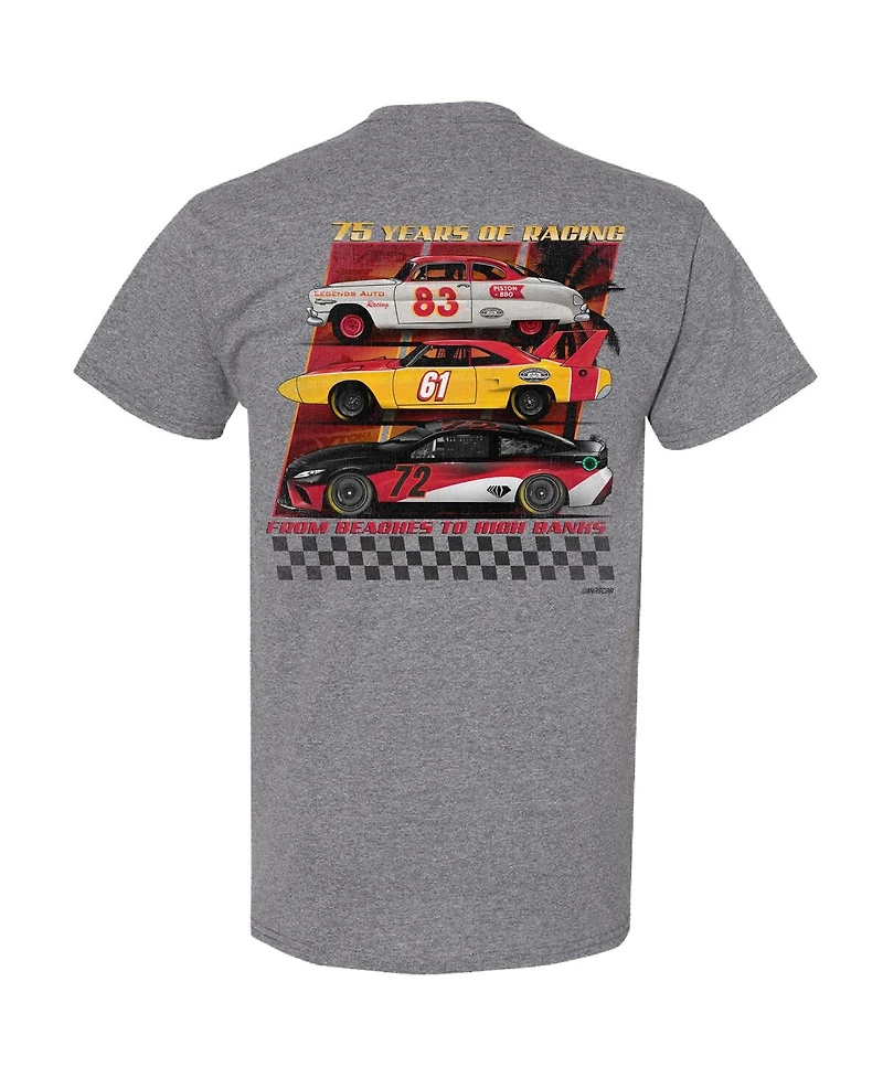Men's Checkered Flag Sports Heather Gray Nascar 75th Anniversary Heritage T-shirt
