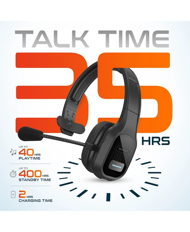 Delton Wireless Computer Headset with Usb Dongle and Headset Hook, Trucker Bluetooth Headset with Noise Canceling Microphone, 35Hrs talk time, Headset