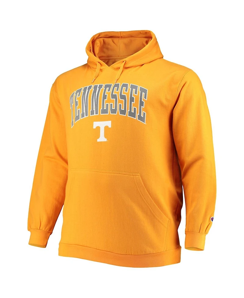 Men's Champion Tenn Orange Tennessee Volunteers Big and Tall Arch Over Logo Powerblend Pullover Hoodie