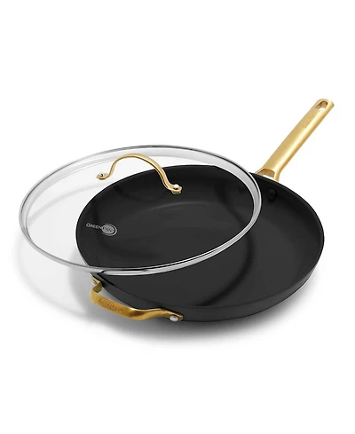 GreenPan Reserve Hard Anodized Healthy Ceramic Nonstick 12" Frying Pan Skillet with Helper Handle and Lid