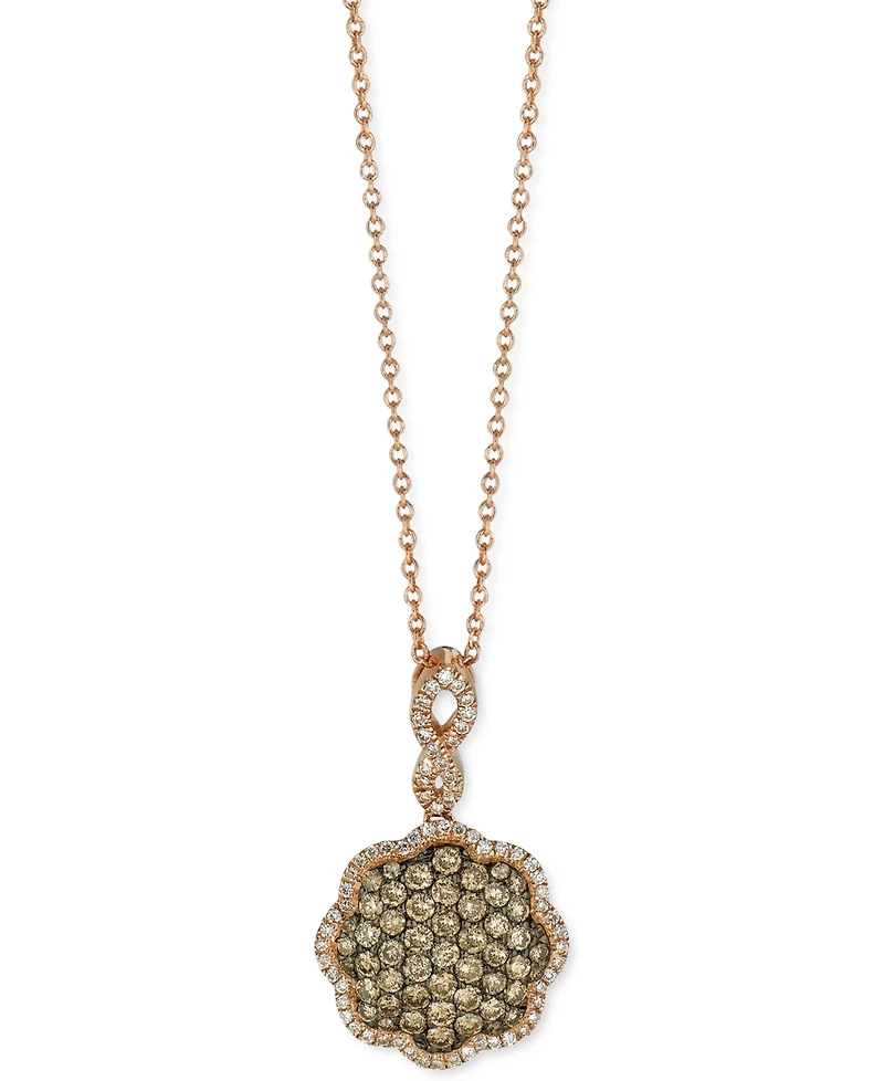 Le Vian Chocolatier Chocolate Diamonds (5/8 ct. t.w.) & Vanilla Diamonds (1/6 ct. t.w.) 18" Pendant Necklace in 14k Rose Gold