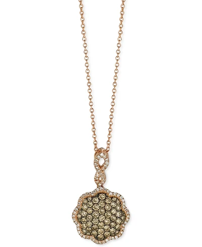Le Vian Chocolatier Chocolate Diamonds (5/8 ct. t.w.) & Vanilla Diamonds (1/6 ct. t.w.) 18" Pendant Necklace in 14k Rose Gold