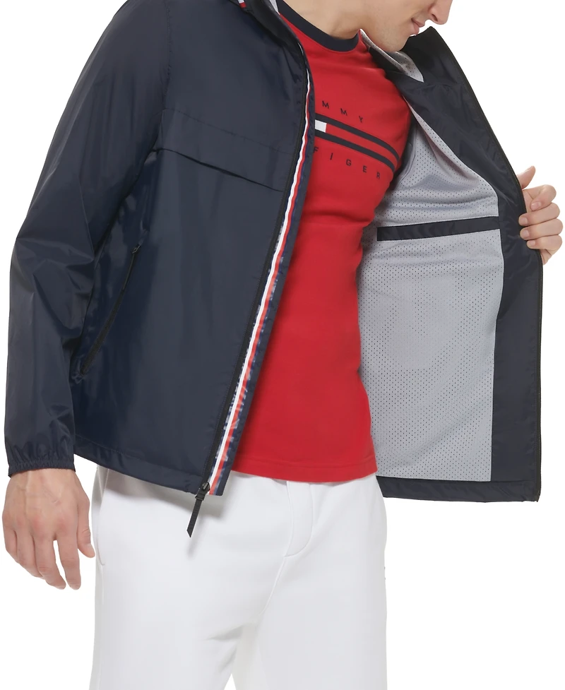 Tommy Hilfiger Men's Stretch Hooded Zip-Front Rain Jacket