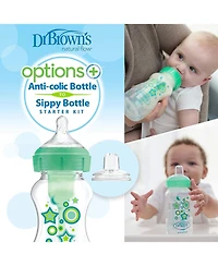 Dr. Browns Baby Anti-Colic Options+ Wide-Neck Baby Bottle to Sippy Bottle, 9oz, 2 pack