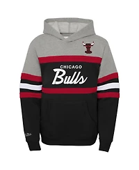 Big Boys Mitchell & Ness Heather Gray, Black Chicago Bulls Hardwood Classics Head Coach Pullover Hoodie