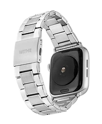 WITHit Silver-Tone Stainless Steel Y-Link Bracelet designed for Apple Watch 42mm (Series 1-3 only) & 44/45/46/49mm (Ultra & Ultra 2