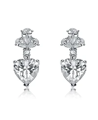 Sterling Silver Clear Cubic Zirconia Triangle Drop Earrings