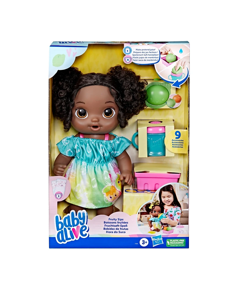 Baby Alive Fruity Sips Doll, Lime, Black Hair