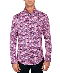 Society of Threads Men's Regular-Fit Non-Iron Performance Stretch Rose-Print Button-Down Shirt