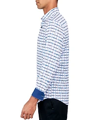 Society Of Threads Men's Regular-Fit Non-Iron Performance Stretch Floral Grid-Print Button-Down Shirt