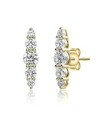 Sterling Silver Cubic Zirconia 5-Stone Linear Journey Earrings