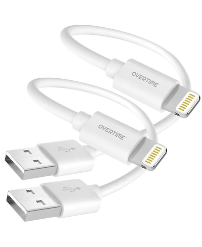 Overtime Apple MFi Certified iPhone 11/Xr/Se/10/8 1ft Charging Cable | Usb to Lightning Cable for iPhone - White (2-Pack)