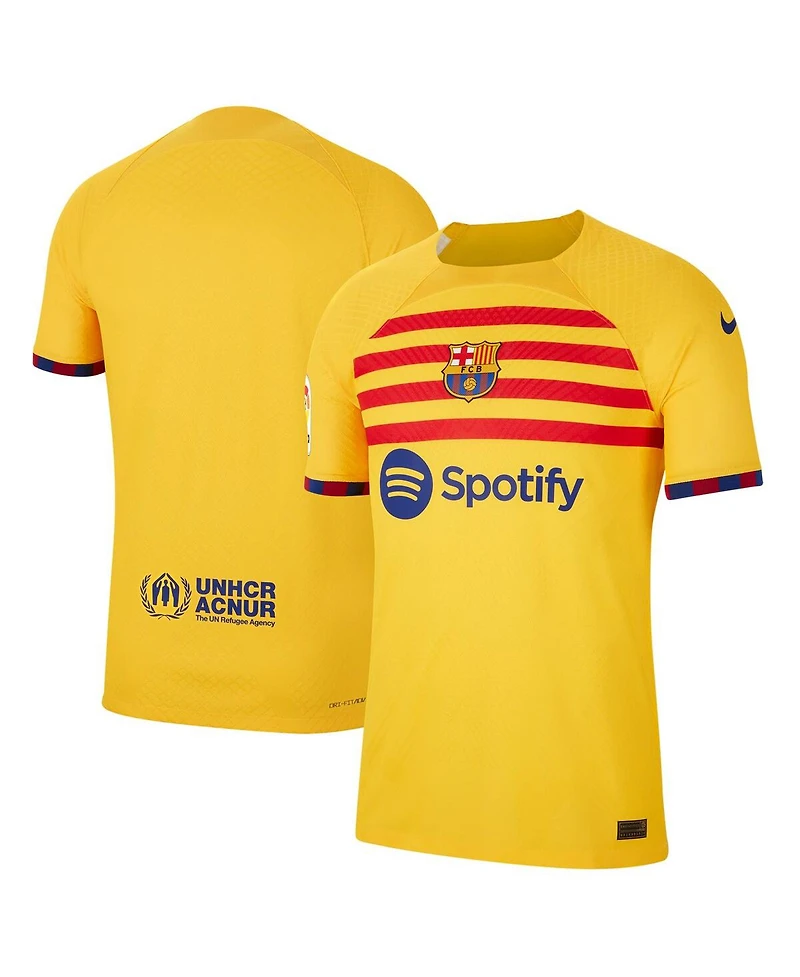 Men's Nike Yellow Barcelona 2022/23 Fourth Vapor Match Authentic Jersey