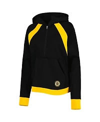 Women's Starter Black Boston Bruins Wishbone Half-Zip Hoodie