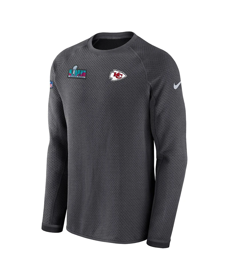 Men's Nike Anthracite Kansas City Chiefs Super Bowl Lvii Opening Night Performance Pullover Sweatshirt