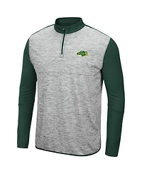 Men's Colosseum Heather Gray and Green Ndsu Bison Prospect Quarter-Zip Jacket