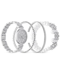 Jessica Carlyle Women's Silver-Tone Metal Alloy Bracelet Watch 34mm Gift Set