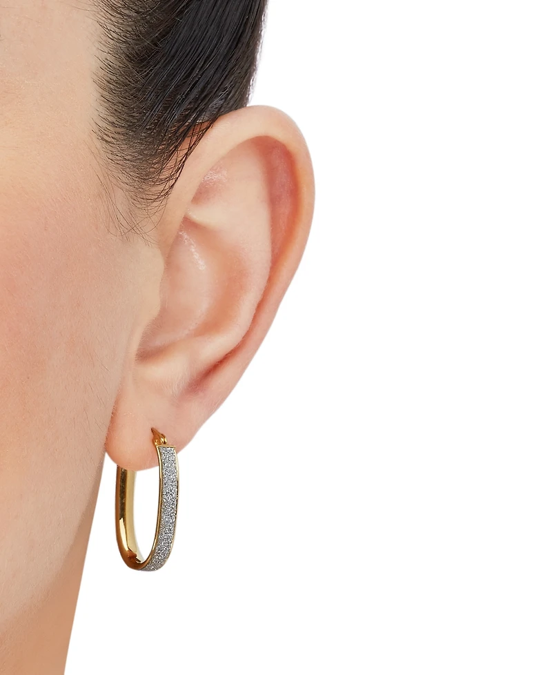 Oval Glitter Small Hoop Earrings