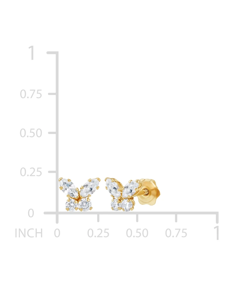 Children's Cubic Zirconia Butterfly Stud Earrings in 14k Gold