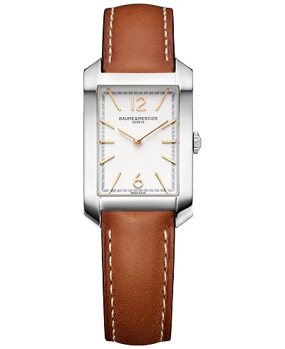 Baume & Mercier Women's Swiss Hampton Brown Leather Strap Watch 22x35mm
