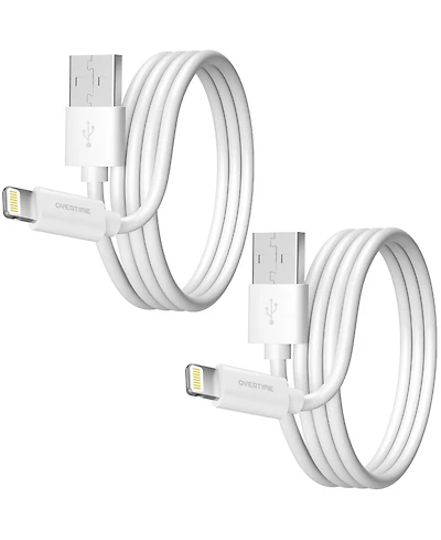 Overtime Apple MFi Certified iPhone 11/Xr/Se/10/8 6ft Charging Cable | Usb to Lightning Cable for iPhone - White (2-Pack)