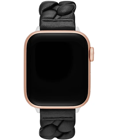 kate spade new york Women's Black Leather Band for Apple Watch, 38, 40, 41mm and 42, 44, 45, 49mm