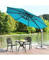 11ft Patio Offset Umbrella Cantilever Rotation Aluminum Tilt Cross Base