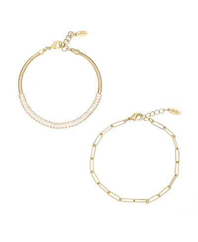 Ettika Links and Shine 18K Gold Plated Bracelet Set of 2