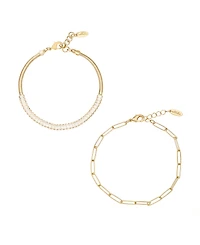 Ettika Links and Shine 18K Gold Plated Bracelet Set of 2