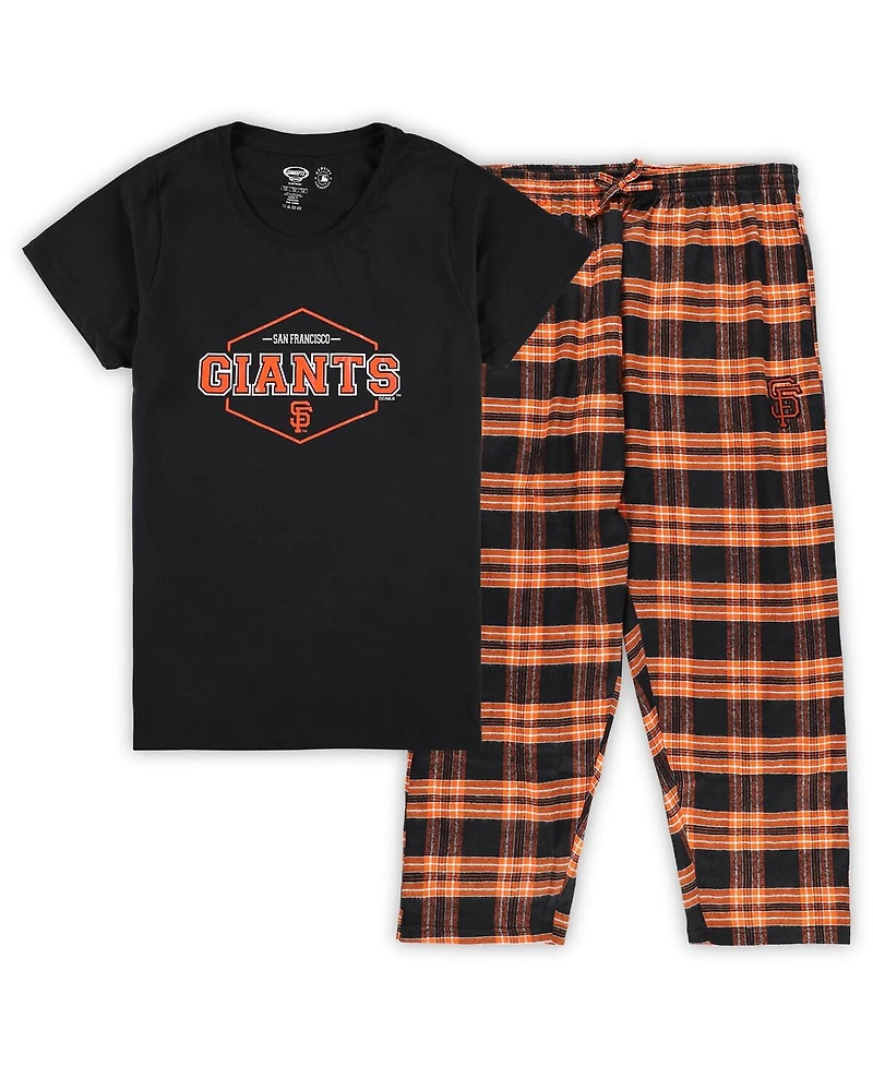 Women's Concepts Sport Black, Orange San Francisco Giants Plus Size Badge Sleep Set