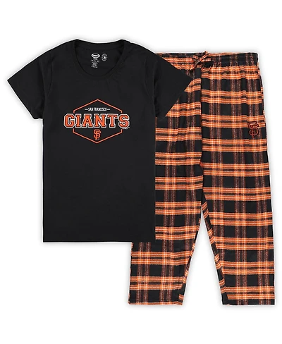 Women's Concepts Sport Black, Orange San Francisco Giants Plus Size Badge Sleep Set