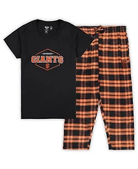 Women's Concepts Sport Black, Orange San Francisco Giants Plus Size Badge Sleep Set
