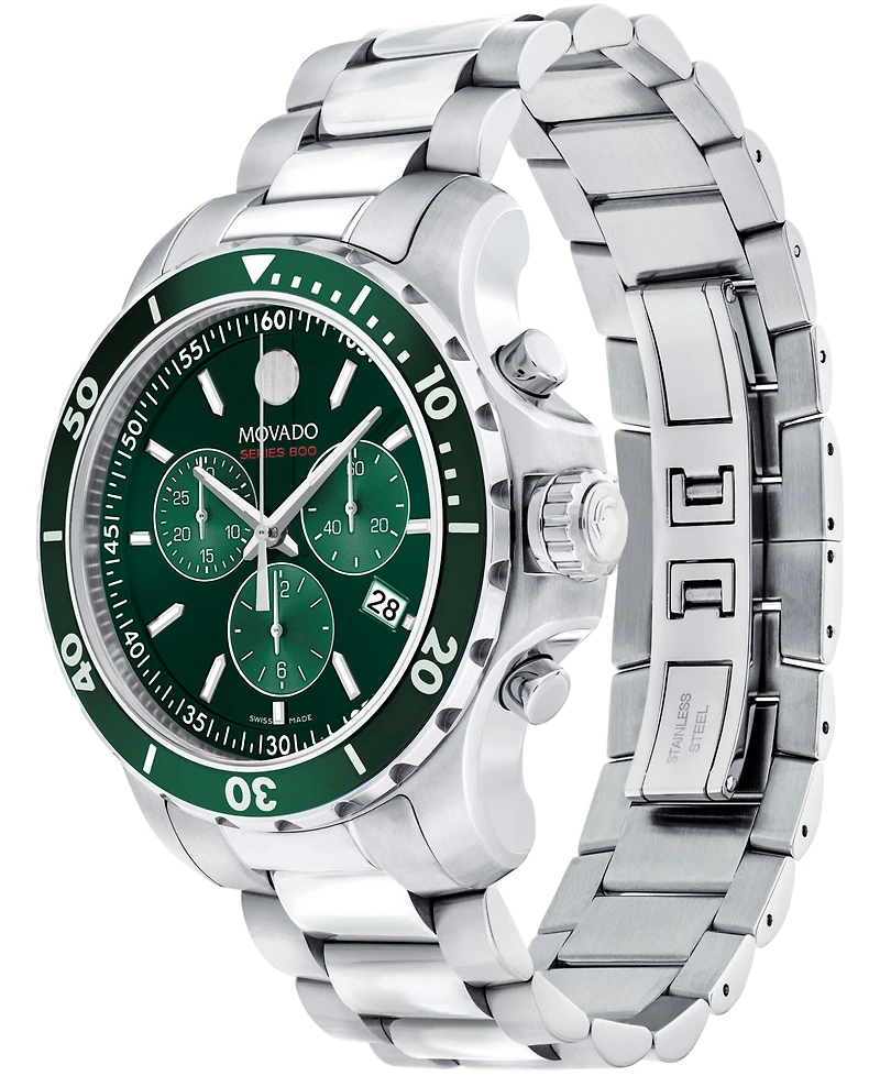 Movado Men's Series 800 Swiss Quartz Chronograph Performance Silver-Tone Steel Watch 42mm