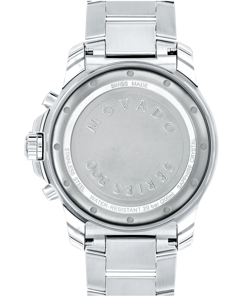 Movado Men's Series 800 Swiss Quartz Chronograph Performance Silver-Tone Steel Watch 42mm