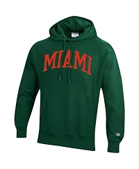 Men's Champion Green Miami Hurricanes Team Arch Reverse Weave Pullover Hoodie