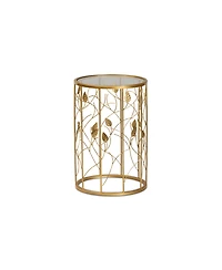 Baxton Studio Anaya Modern and Contemporary Glam 23.6" Brushed Finished Metal and Glass Leaf Accent End Table