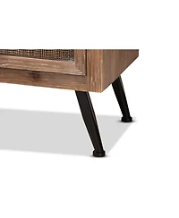 Baxton Studio Calida Mid-Century Modern 30.7" Whitewashed Finished Wood and Rattan 3-Drawer Storage Cabinet