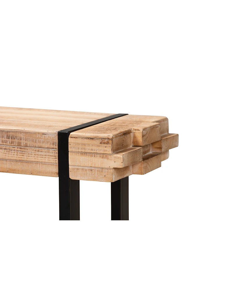 Baxton Studio Henson Rustic and Industrial 47.2" Natural Finished Wood and Finished Metal Bench
