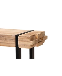 Baxton Studio Henson Rustic and Industrial 47.2" Natural Finished Wood and Finished Metal Bench
