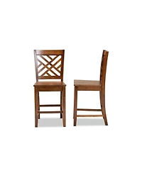 Baxton Studio Caron Modern and Contemporary Transitional 2-Piece Finished Wood Counter Stool Set