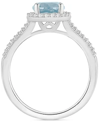 Aquamarine (1-1/4 ct. t.w.) & Diamond (1/4 Halo Split Shank Ring Sterling Silver