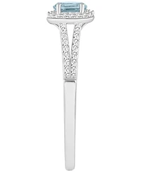 Aquamarine (2/5 ct. t.w.) & Diamond (1/4 Oval Halo Ring Sterling Silver (Also Opal)