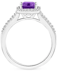 Amethyst (1-5/8 ct. t.w.) & Diamond (1/4 Split Shank Ring Sterling Silver (Also Citrine, Garnet, Peridot, Blue Topaz)
