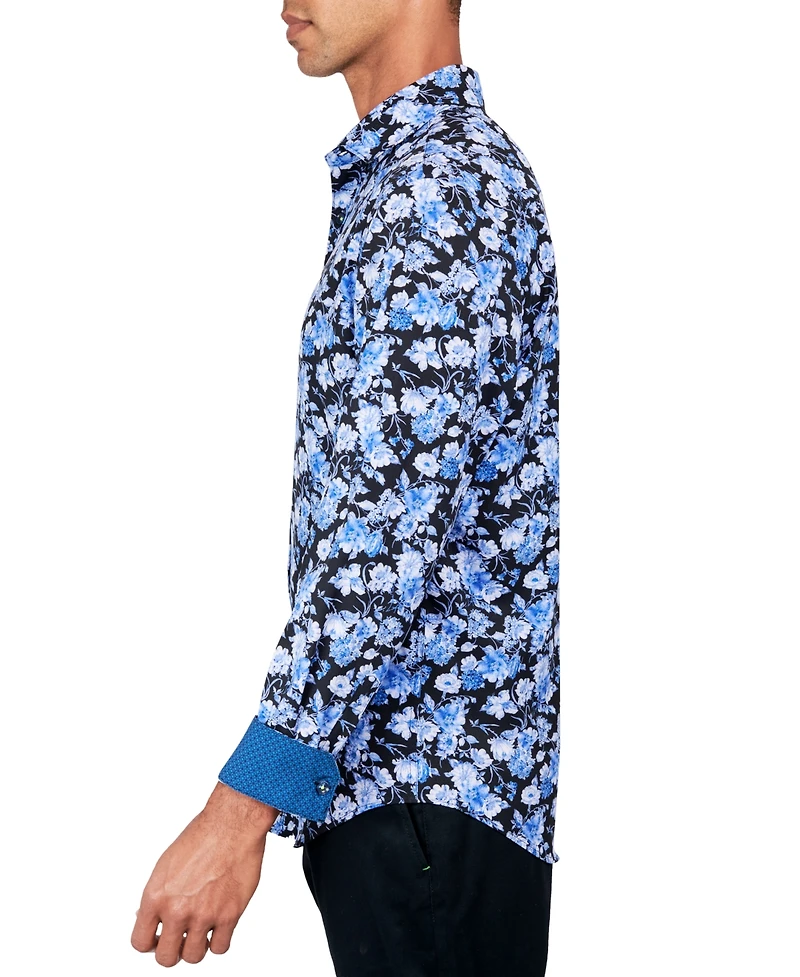 Society of Threads Men's Regular-Fit Non-Iron Performance Stretch Floral-Print Button-Down Shirt