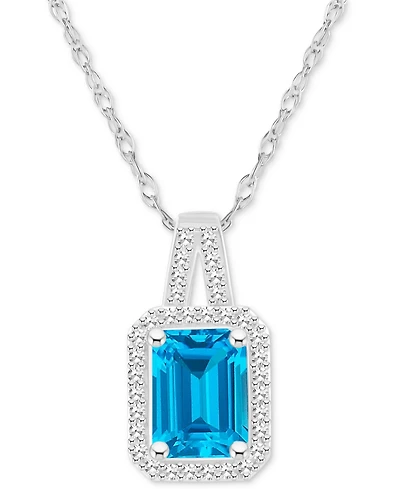 Amethyst (1-5/8 ct. t.w.) & Diamond (1/6 Halo 18" Pendant Necklace Sterling Silver (Also Citrine, Garnet, Peridot, Blue Topaz)