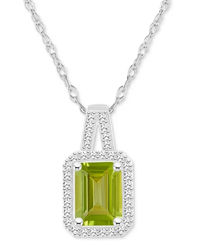 Amethyst (1-5/8 ct. t.w.) & Diamond (1/6 ct. t.w.) Halo 18" Pendant Necklace in Sterling Silver (Also in Citrine, Garnet, Peridot, & Blue Topaz)